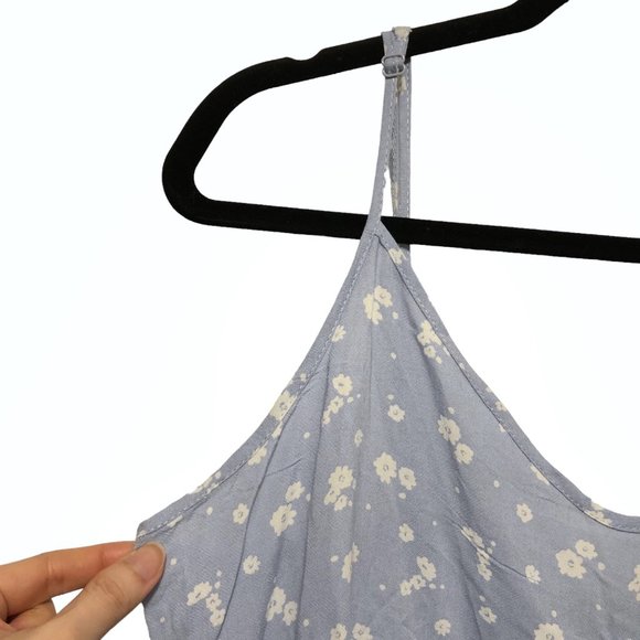 NWT PacSun LA Hearts Blue White Floral Spaghetti Straps Peplum Top L - Picture 6 of 7